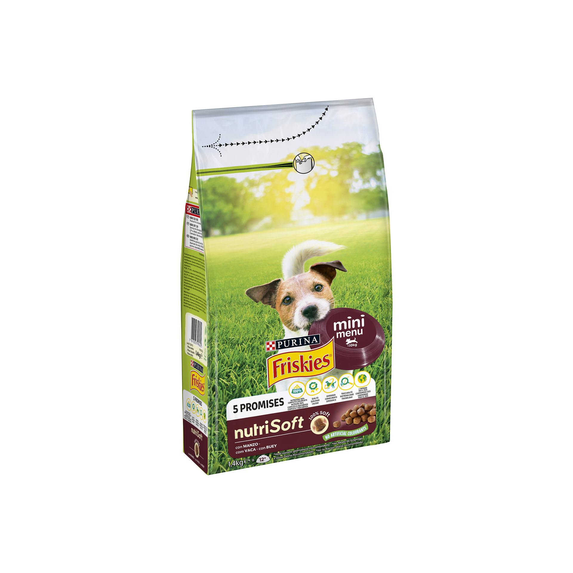 Purina Friskies Mini Menu Nutrisoft Ração para Cão Adulto Pequeno Vaca 1,4 kg